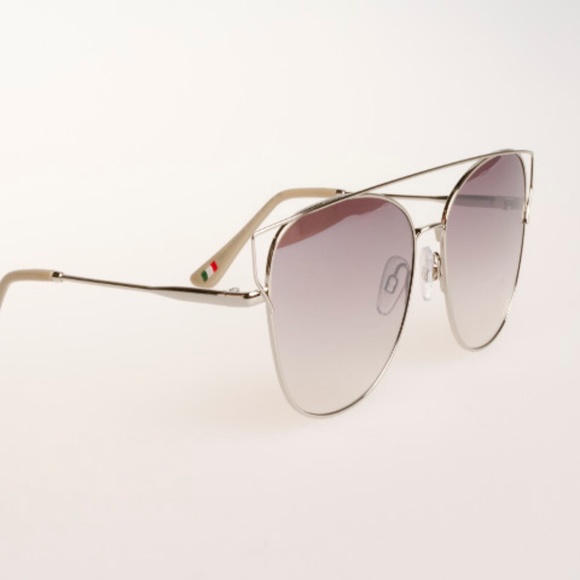 SILVER CAT-EYE MIRRORED SUNGLASSES SILVER LENS - Picture 4 of 4